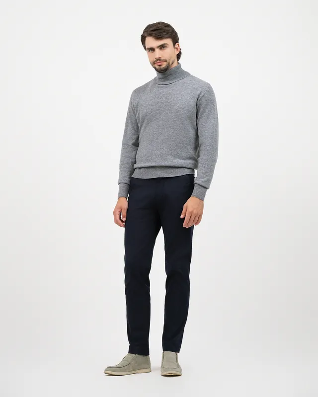 Men's Saxon Turtleneck Sweater - Medium Grey