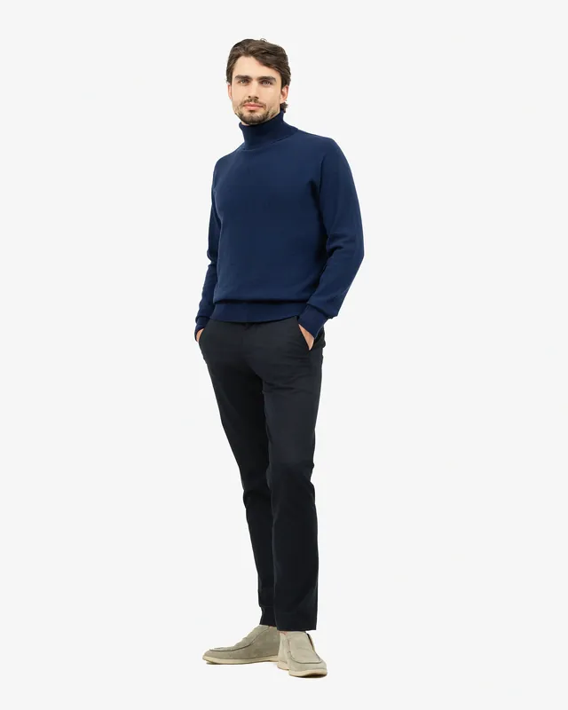 Men's Saxon Turtleneck Sweater - Blue