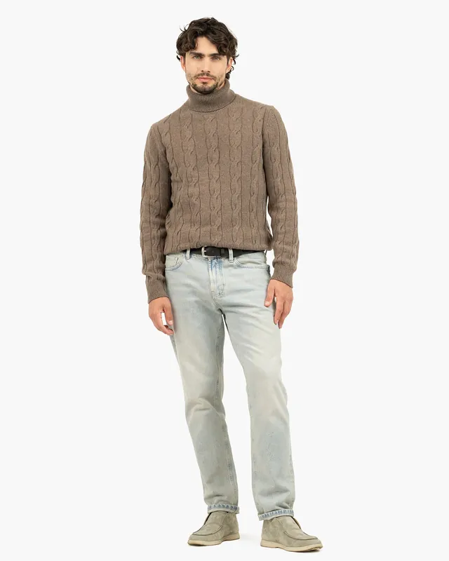 Men's Faloria Cable Turtleneck - Brown