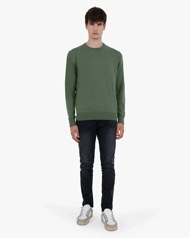 Men's Giza Crew Neck Sweater - Army Green
