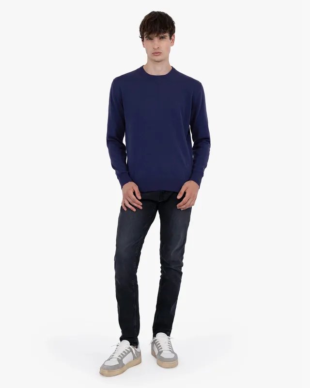 Men's Giza Crew Neck Sweater - Night Blue