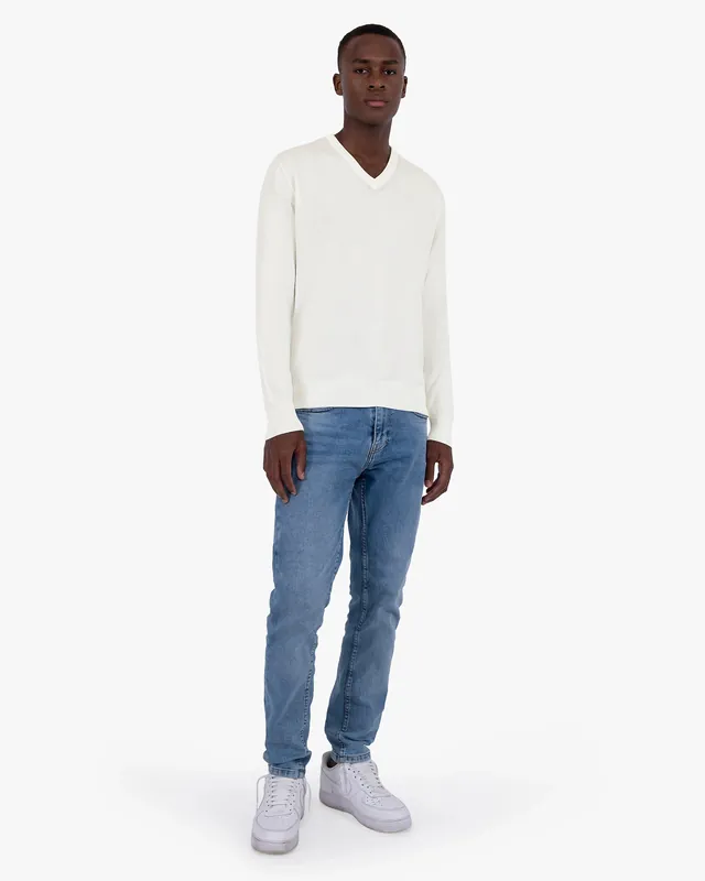 Men's Giza V-Neck Sweater - White