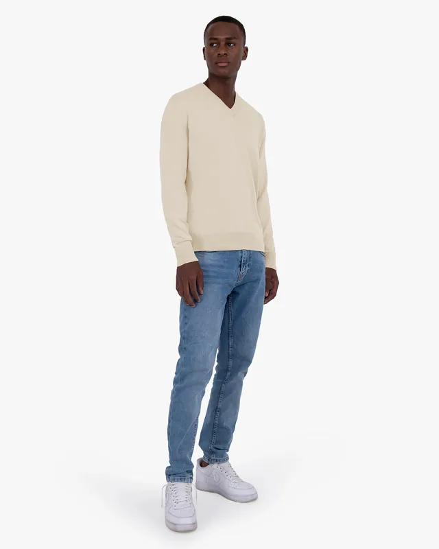 Men's Giza V-Neck Sweater - Beige