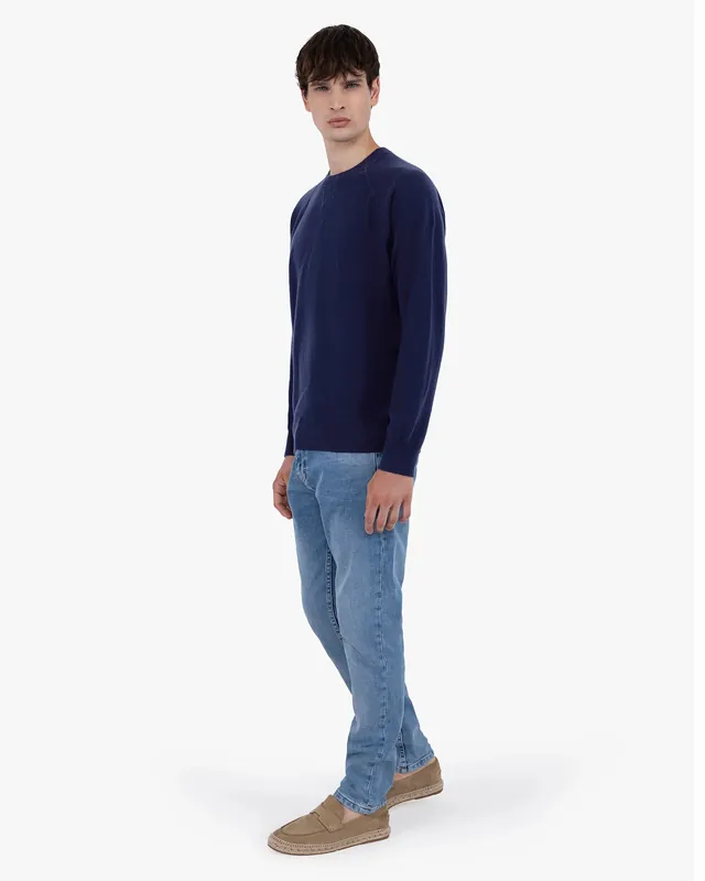 Men's Saxon Raglan Crew Neck Sweater - Blue