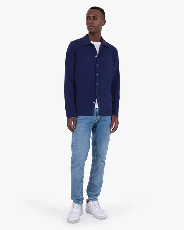 Men's Giza Knit Shirt - Night Blue