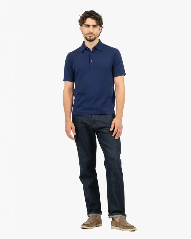 Men's Giza Polo T-Shirt - Night Blue