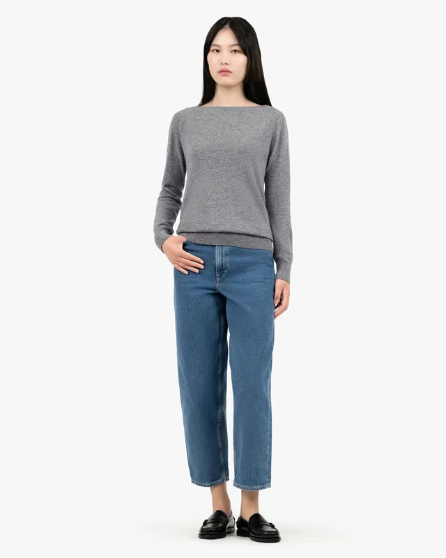 Essential Boat Neck Sweater - Medium Grey