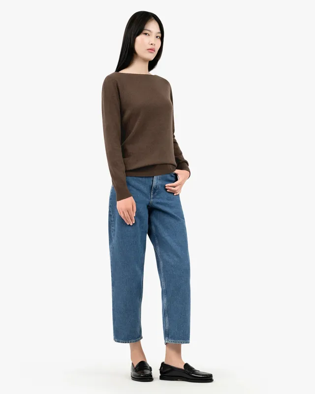 Essential Boat Neck Sweater - Brown