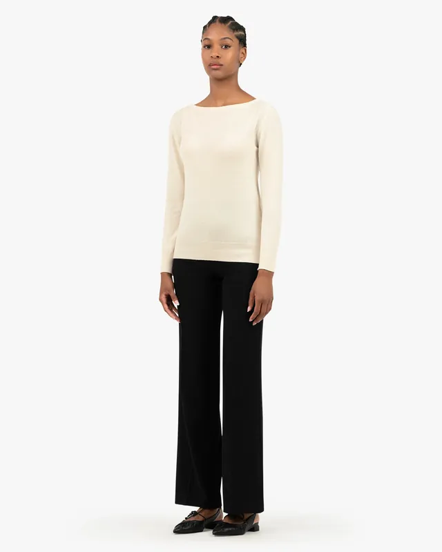Essential Boat Neck Sweater - White