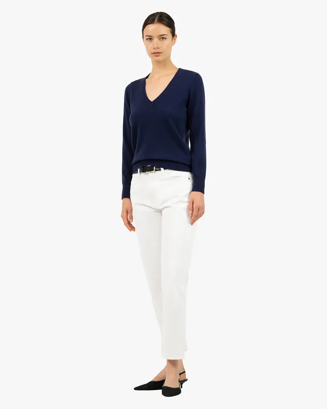 Women's Essential V-Neck Sweater - Blue