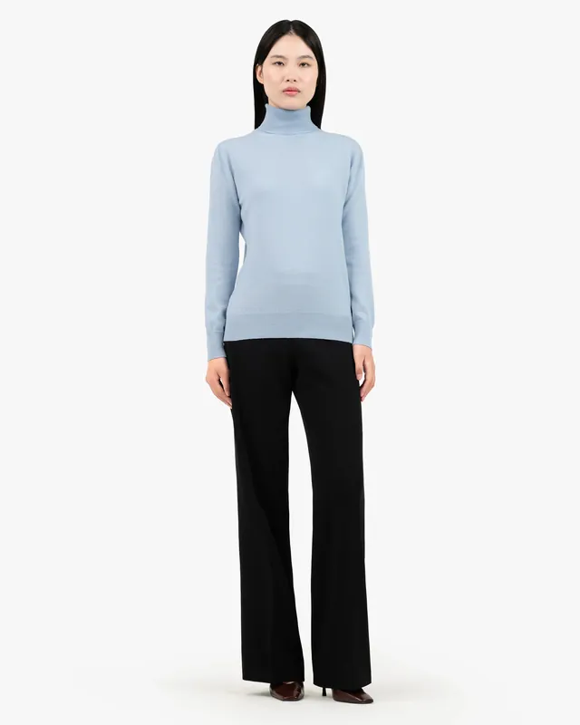 Women's Essential Turtleneck Sweater - Light Blue