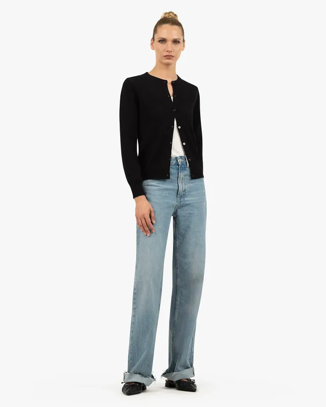 Essential Crew Neck Cardigan - Black