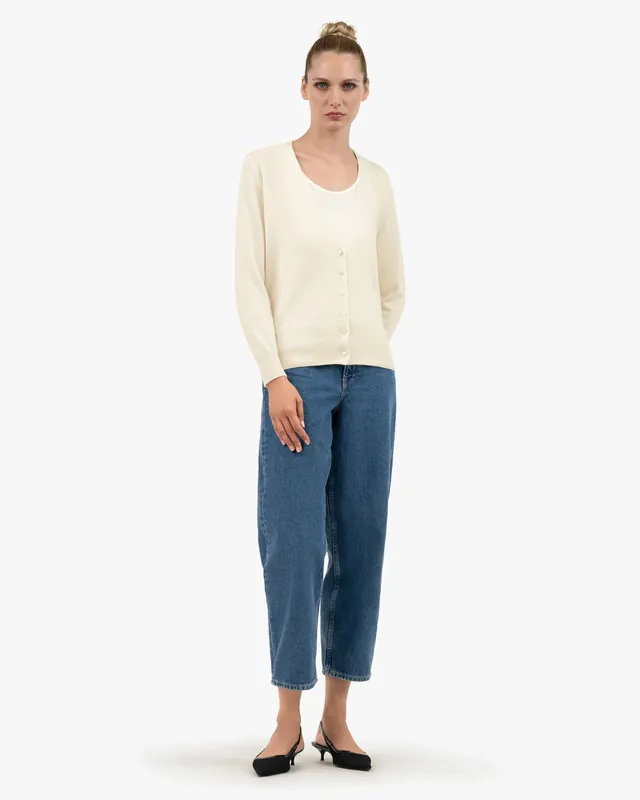 Women's Essential V-Neck Cardigan - White