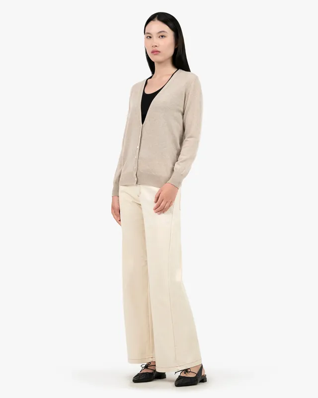 Women's Essential V-Neck Cardigan - Beige