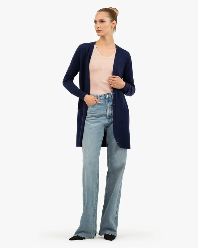 Essential Long Cardigan - Blue
