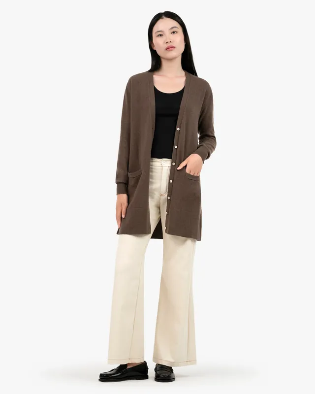Essential Long Cardigan - Brown