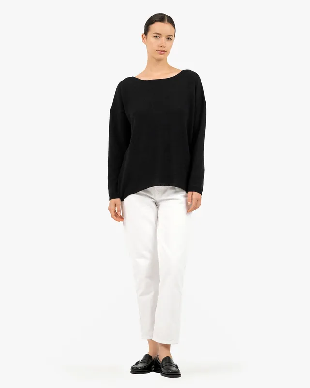 Lightness Boat Neck Sweater - Black