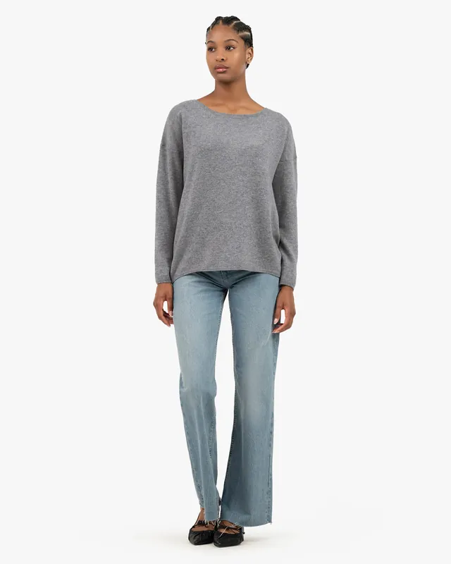 Lightness Boat Neck Sweater - Medium Grey