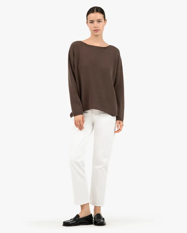 Lightness Boat Neck Sweater - Brown