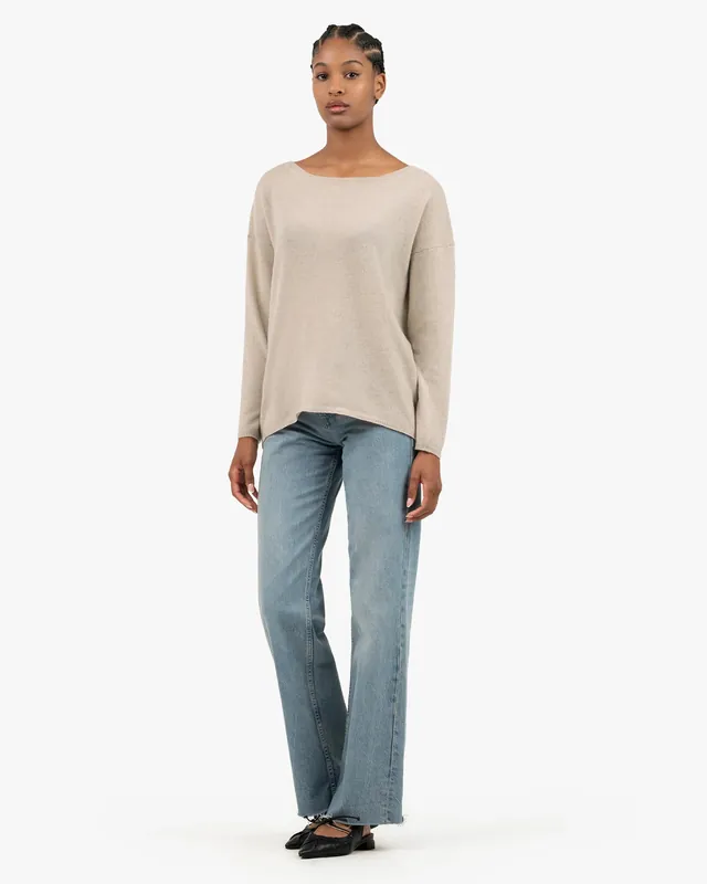 Lightness Boat Neck Sweater - Beige