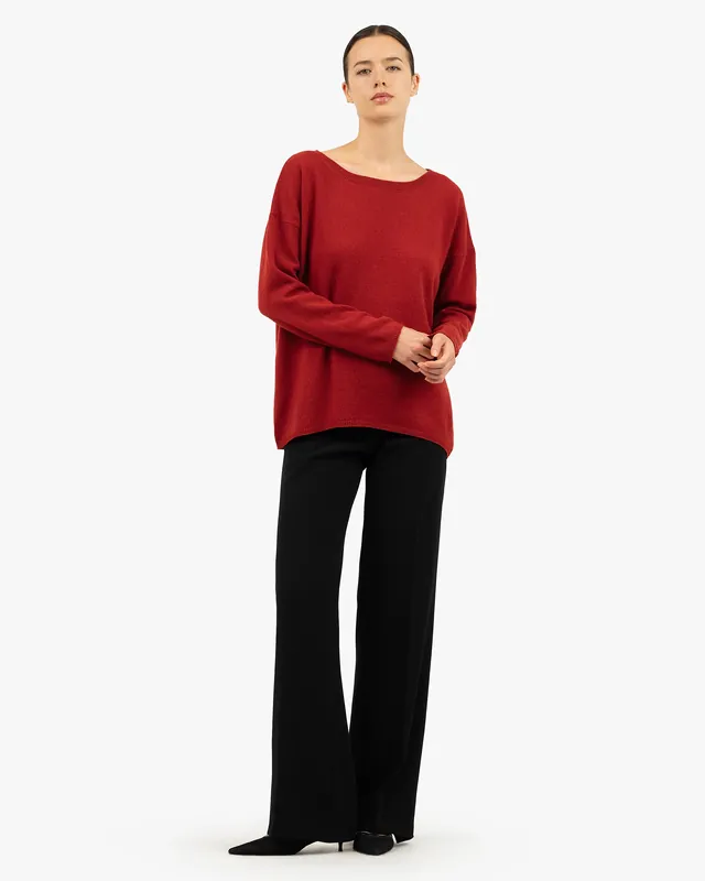 Lightness Boat Neck Sweater - Red