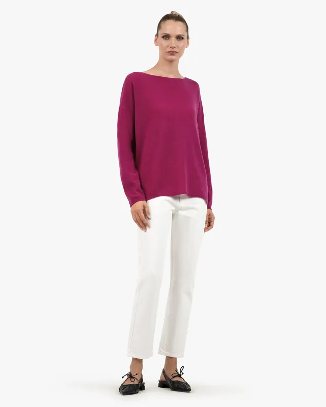 Lightness Boat Neck Sweater - Magenta