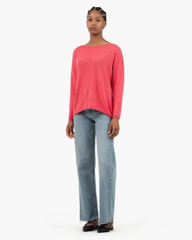 Lightness Boat Neck Sweater - Red