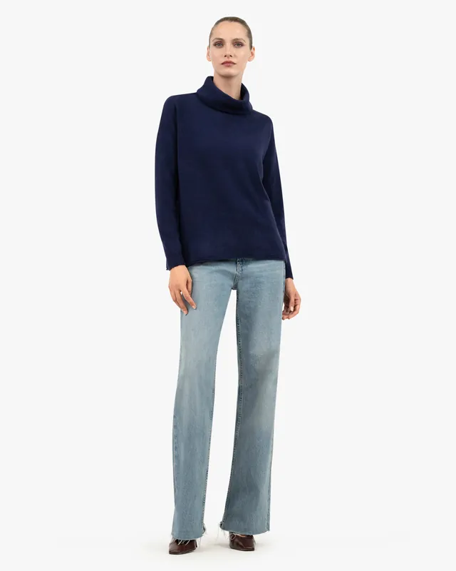 Lightness Cowl Neck Sweater - Blue