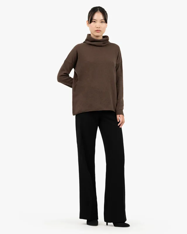 Lightness Cowl Neck Sweater - Brown
