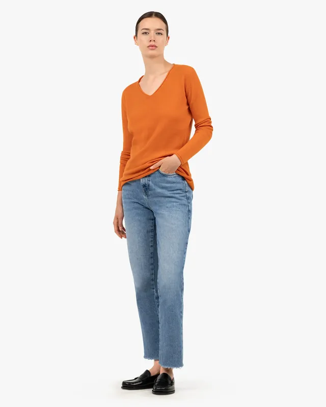 Lightness V-Neck Sweater - Orange