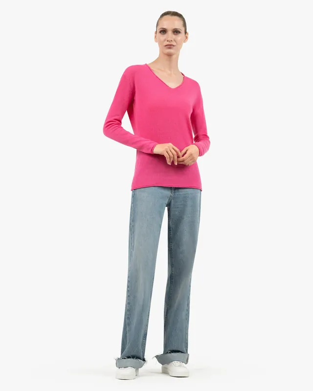 Lightness V-Neck Sweater - Fuchsia