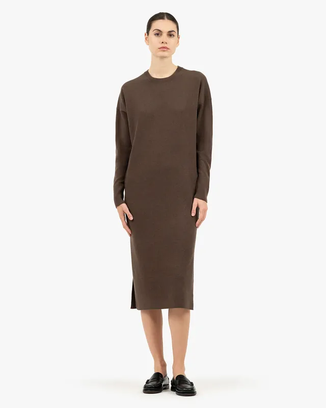 Liv Crew Neck Dress - Brown