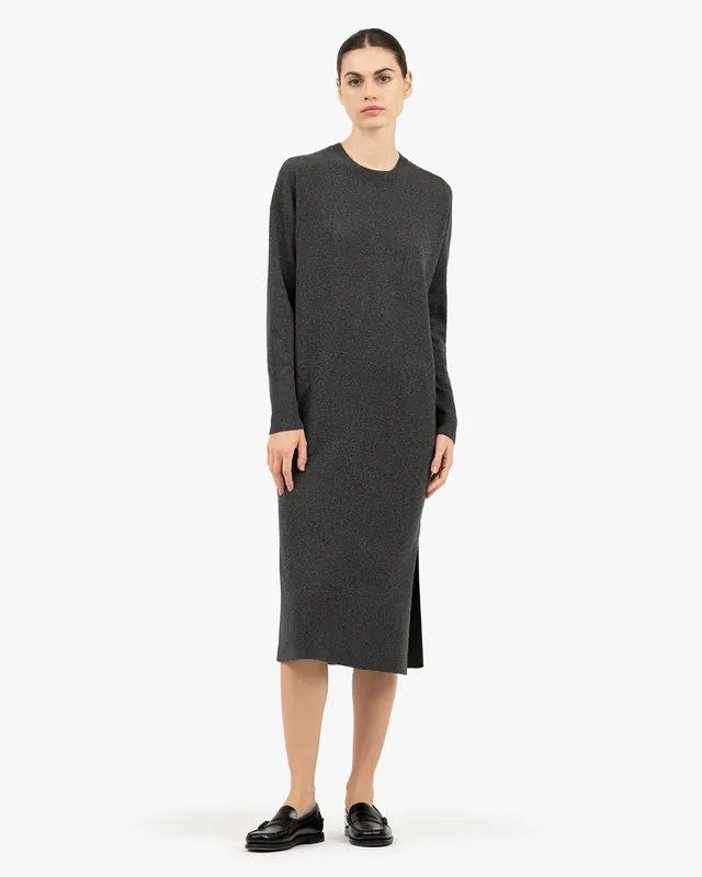Liv Crew Neck Dress - Charcoal