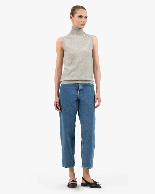 Essential Turtleneck Top - Light Grey
