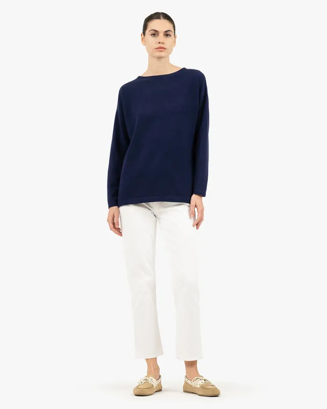 Mollis Boat Neck Sweater - Blue