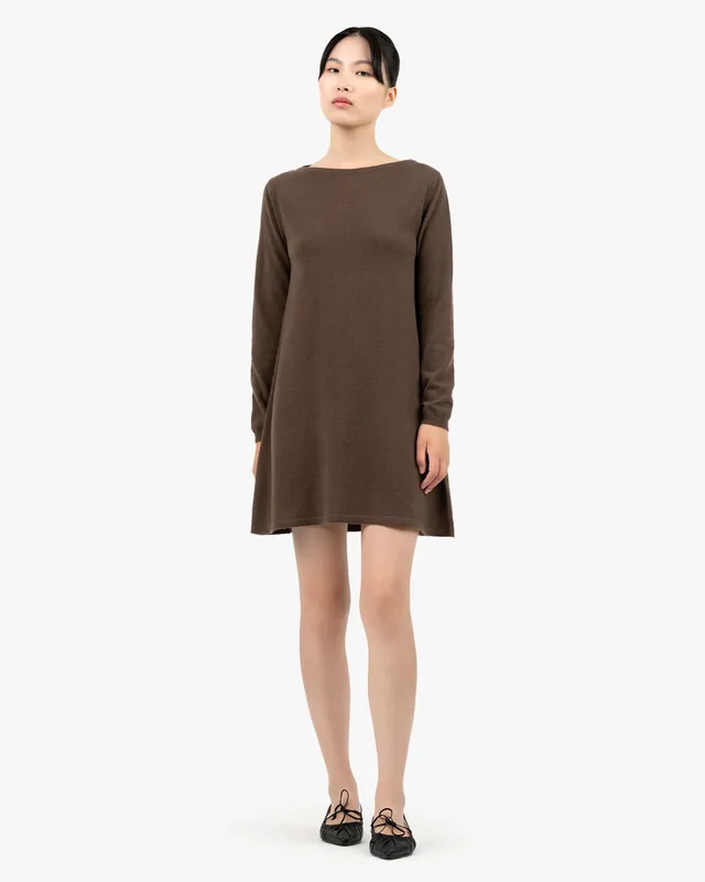 Florenz Boat Neck Dress - Brown