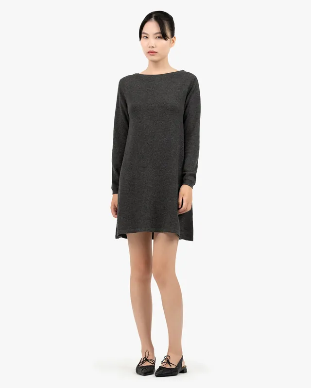 Florenz Boat Neck Dress - Charcoal