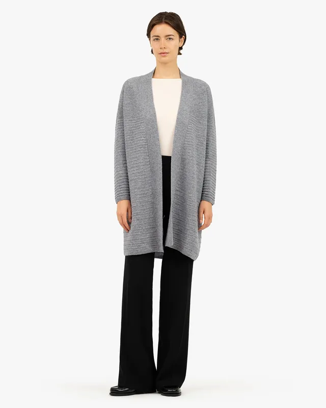 Degradé Ribbed Cardigan - Medium Grey
