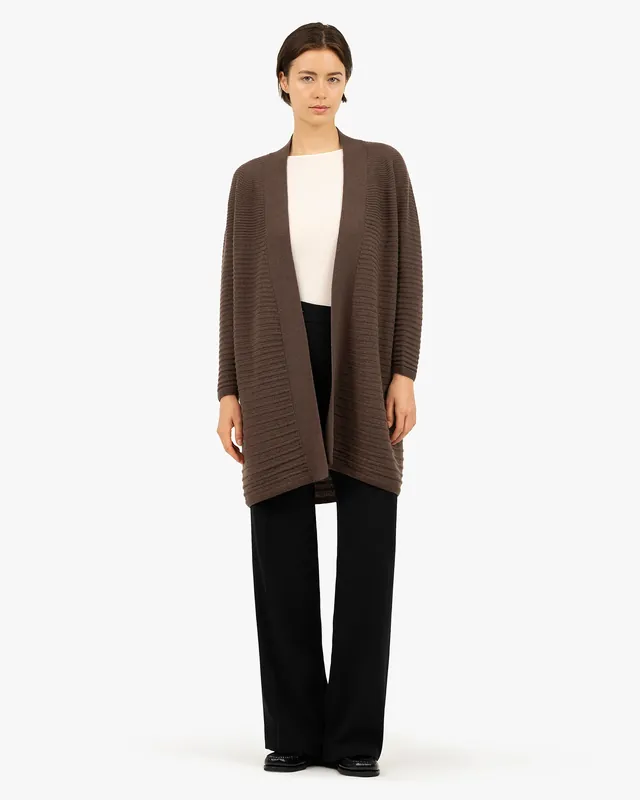 Degradé Ribbed Cardigan - Brown