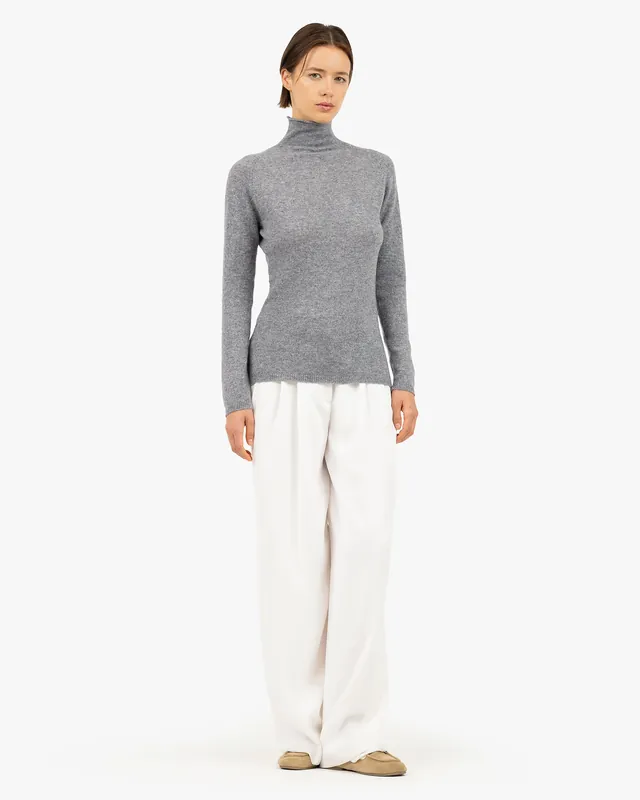 Piuma Mock Neck Sweater - Medium Grey