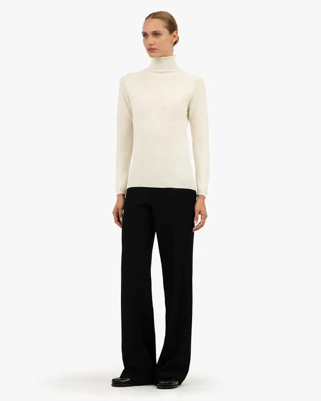 Piuma Mock Neck Sweater - White