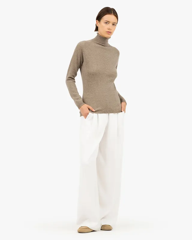Piuma Mock Neck Sweater - Taupe