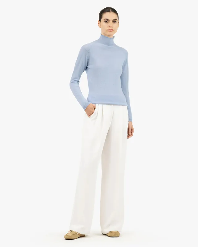 Piuma Mock Neck Sweater - Light Blue