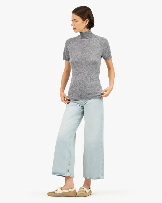 Piuma Mock Neck Tee - Medium Grey