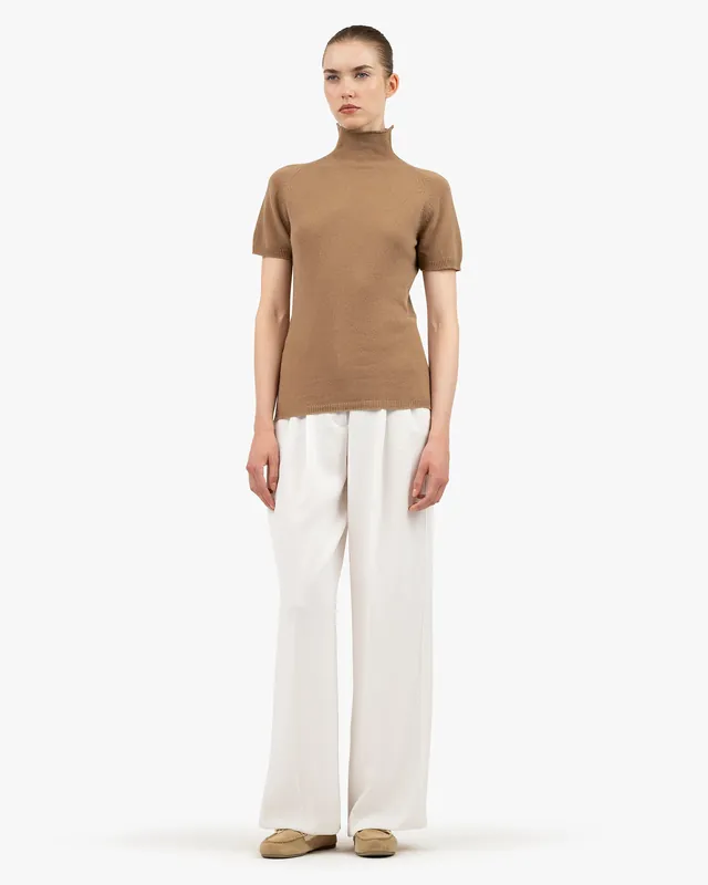 Piuma Mock Neck Tee - Camel