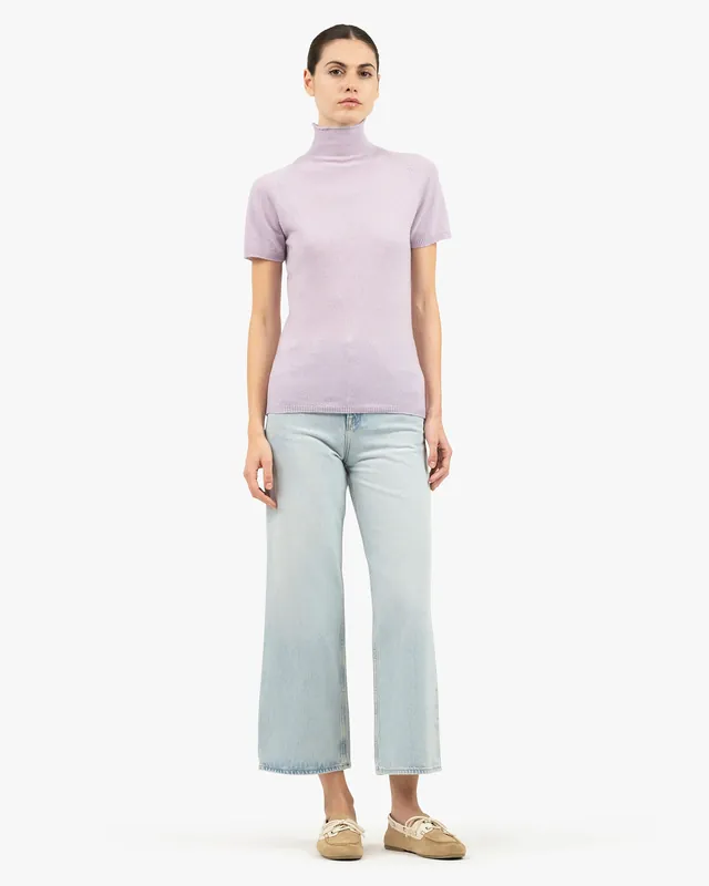 Piuma Mock Neck Tee - Lilac