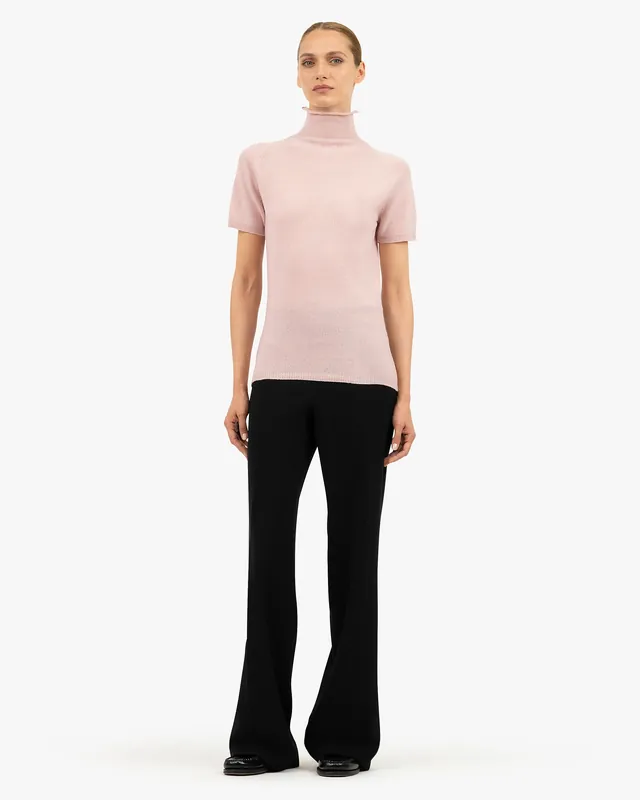 Piuma Mock Neck Tee - Rose