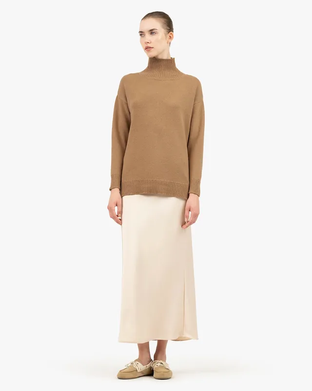 Siena Mock Neck Sweater - Camel