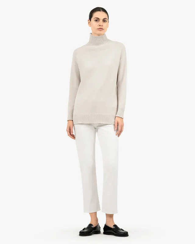 Siena Mock Neck Sweater - White