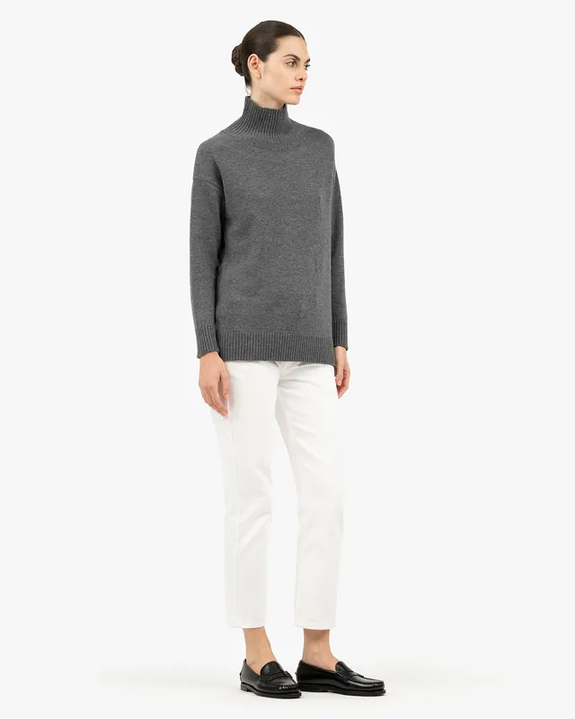 Siena Mock Neck Sweater - Medium Grey